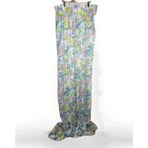 VTG 70s Pinch Pleat Curtain Panel Drape Pastel Floral 1 Panel 23"x84" Semi-Sheer